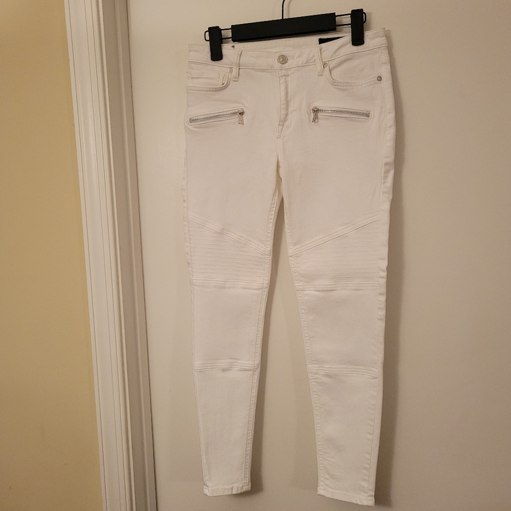 AllSaints White Biker Cropped Jeans WE324Q